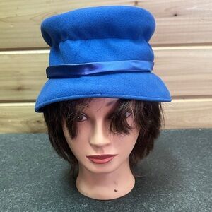 Vintage Hubbard Felt Co Blue Felt Hat with Satin Band